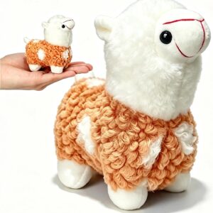 Cute Llama Plush Toys ?C Kawaii Alpaca Plushies for Girls Valentines Day Gifts, 4.3in Mini Plush Keychain for Backpack, Plush Toys for Kids Classroom Prizes (Camel)
