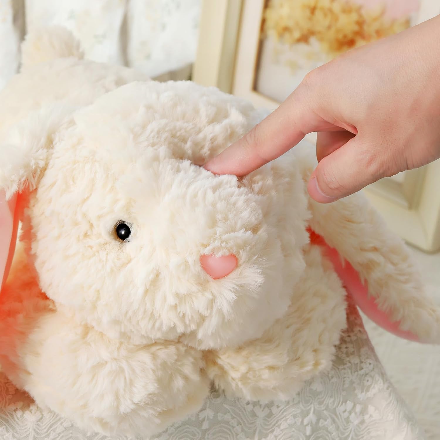 20.5" Soft Weighted Rabbit Stuffed Animal, Sturdy and Fluffy Beige Rabbit Plush Toy for Kids Cuddle, Cute Plushy Hugging Pillow Toy for Kids (20.5"x7.9"x5.9") - Image 2