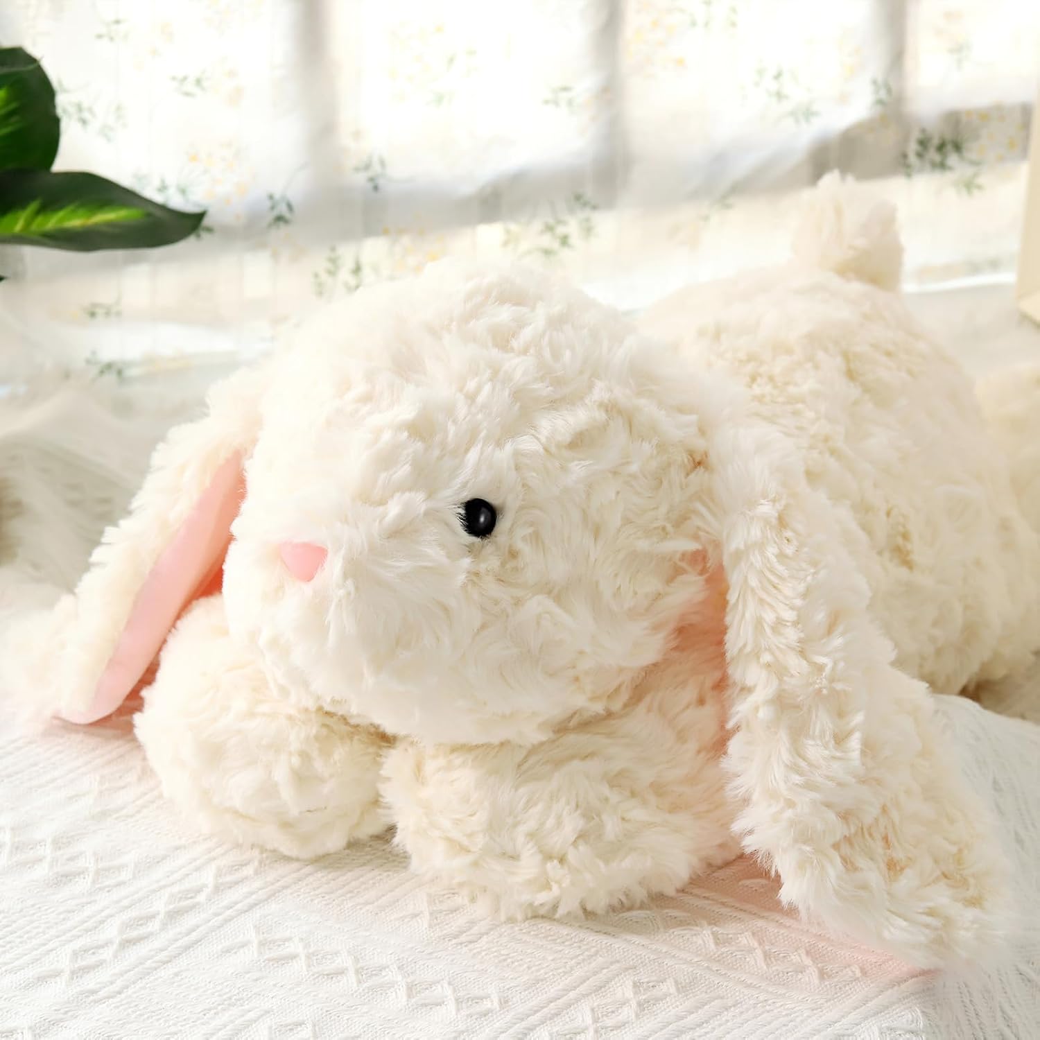 20.5" Soft Weighted Rabbit Stuffed Animal, Sturdy and Fluffy Beige Rabbit Plush Toy for Kids Cuddle, Cute Plushy Hugging Pillow Toy for Kids (20.5"x7.9"x5.9")