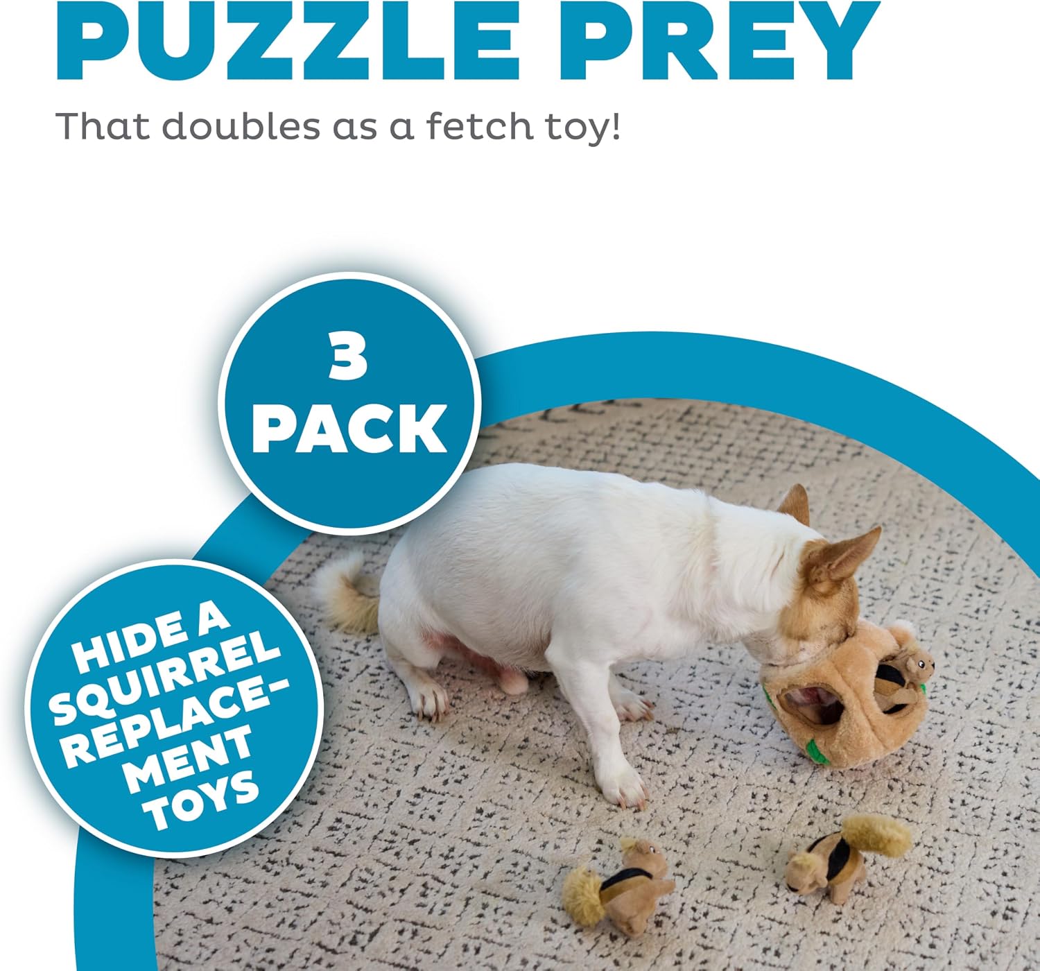 Squeaky Plush Dog Toys, Replacement Hide a Squirrel Squeak Toys by , 3 pack - Image 2